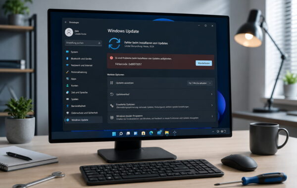 Windows-Update-Fehler 0x80070057 auf einem PC-Bildschirm