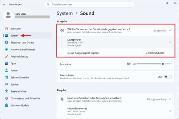Richtiges Audio-Ausgabegerät in Windows auswählen Ausgabegerät prüfen, wenn ein generischer Audiotreiber erkannt wurde
