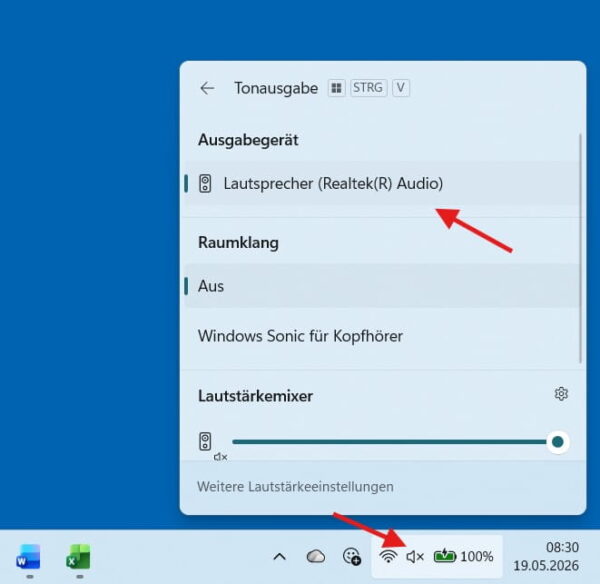 Ausgabegerät in Windows auswählen, wenn kein Ton unter Windows zu hören ist