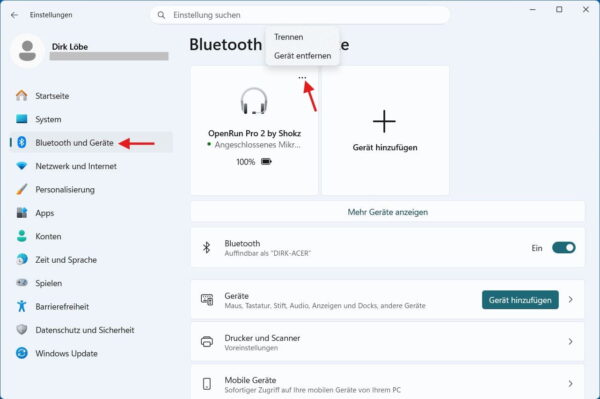 Bluetooth-Kopfhörer entfernen und neu verbinden Bluetooth-Kopfhörer unter Windows entfernen und anschließend neu koppeln