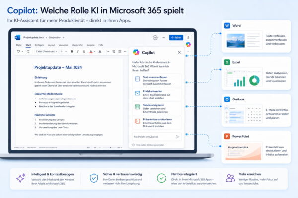 Copilot in Microsoft 365 einfach erklärt Copilot in Microsoft 365 unterstützt bei Texten, E-Mails, Tabellen und Präsentationen