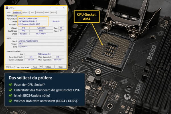 CPU-Sockel und Mainboard-Kompatibilität vor einem Prozessor-Upgrade prüfen