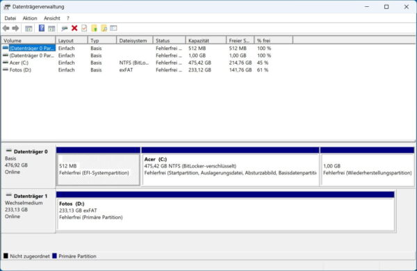 Partition über die Datenträgerverwaltung verkleinern Partition in der Datenträgerverwaltung verkleinern