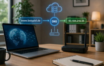 DNS einfach erklärt: Webadresse wird über den DNS-Server in eine IP-Adresse umgewandelt