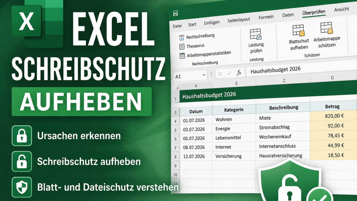 Excel Schreibschutz aufheben bei einer geschützten Arbeitsmappe