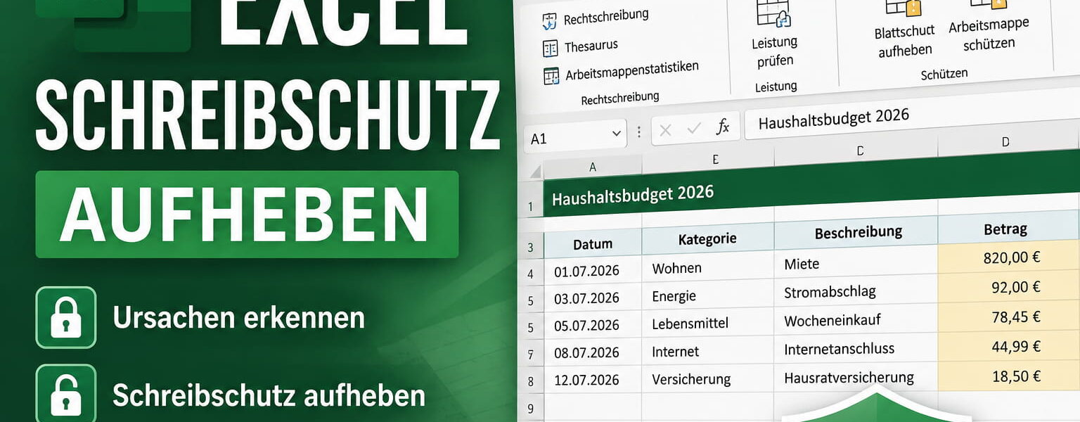 Excel Schreibschutz aufheben bei einer geschützten Arbeitsmappe