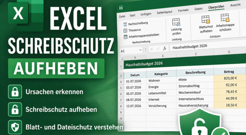 Excel Schreibschutz aufheben bei einer geschützten Arbeitsmappe