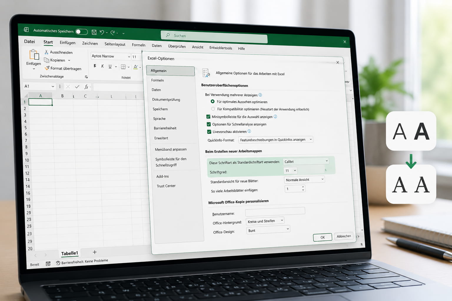 excel standardschrift aendern featured Excel-Optionen zum Ändern der Standardschrift und Schriftgröße für neue Arbeitsmappen
