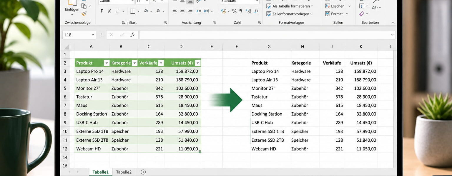 Excel-Tabelle entfernen und Daten als normalen Zellbereich behalten