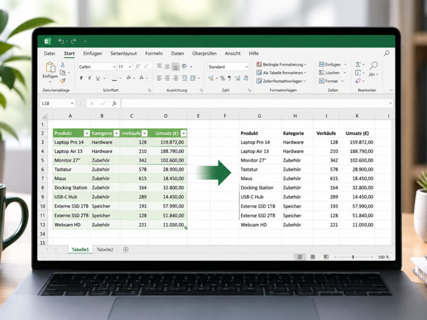 Excel-Tabelle entfernen und Daten als normalen Zellbereich behalten