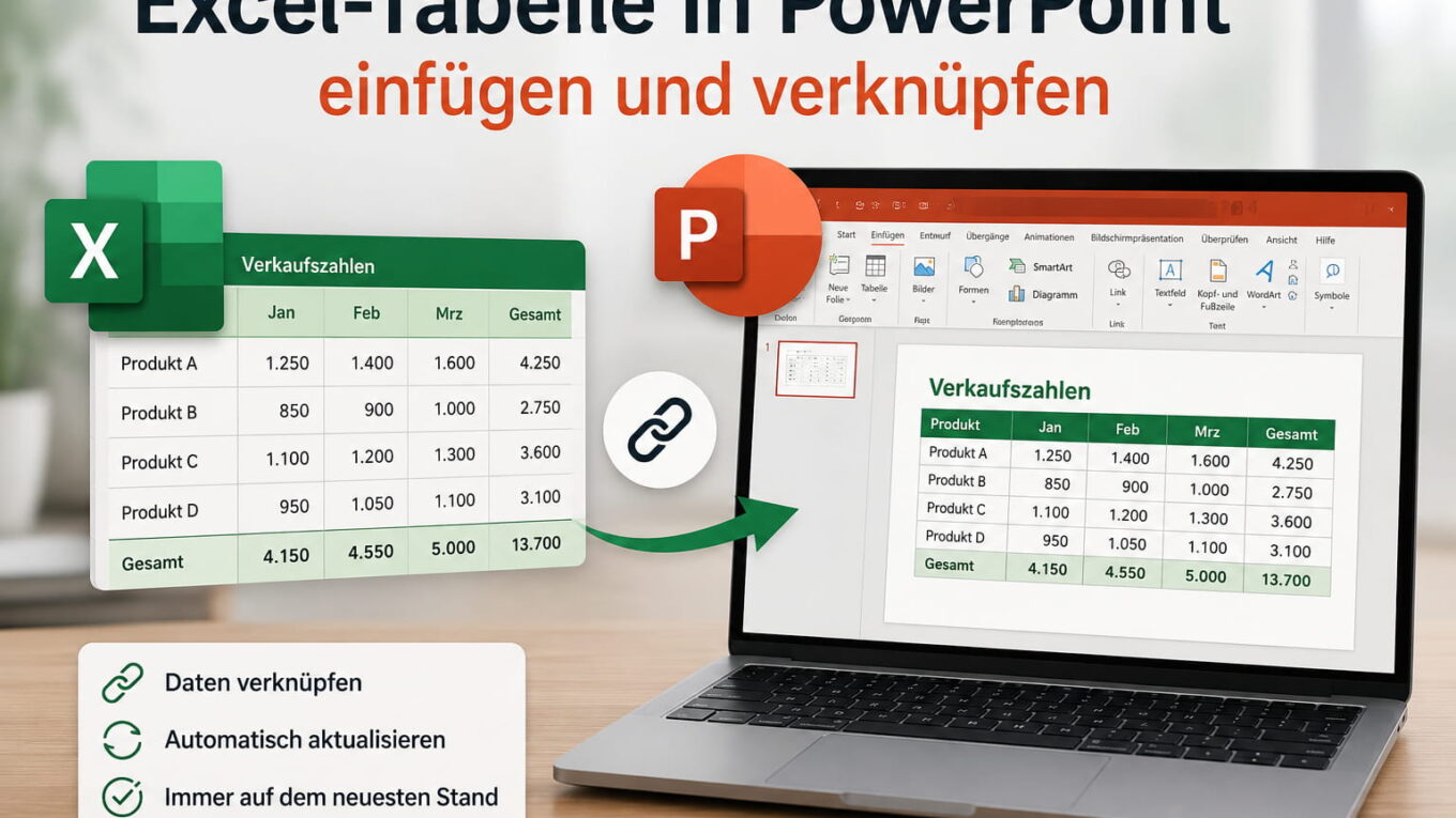 Excel-Tabelle in PowerPoint einfügen und verknüpfen