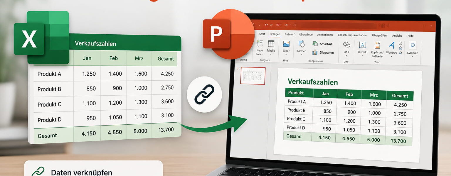 Excel-Tabelle in PowerPoint einfügen und verknüpfen