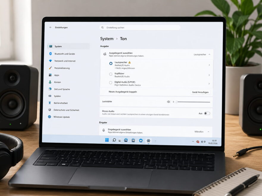 Windows-Soundeinstellungen auf einem Laptop, wenn kein Ton unter Windows zu hören ist