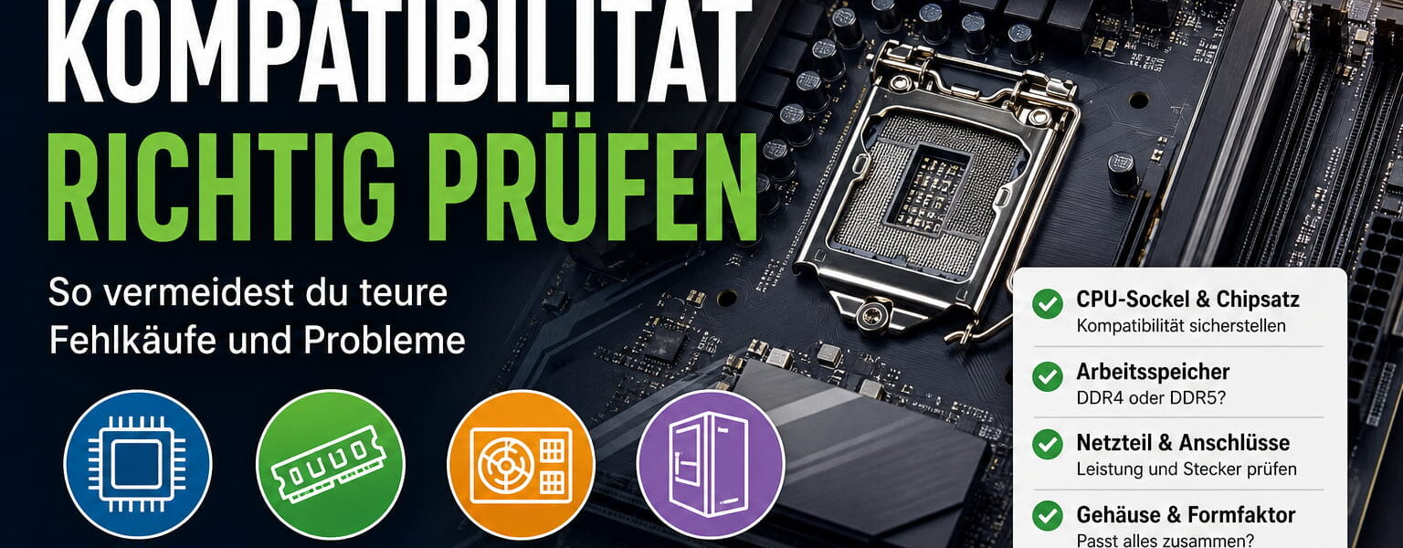 Featured Image zum Thema Mainboard-Upgrade mit Hinweisen zu CPU-Sockel, RAM, Netzteil und Kompatibilität beim PC-Aufrüsten