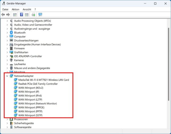 Netzwerkadapter im Windows Geräte-Manager anzeigen und Treiber prüfen