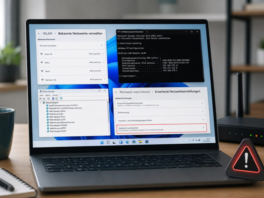 Netzwerkprobleme unter Windows beheben mit WLAN-Einstellungen, ipconfig und Netzwerkreset