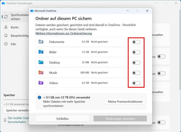OneDrive-Ordner unter Windows 11 sichern OneDrive-Ordnersicherung unter Windows 11 für Dokumente, Bilder, Desktop, Musik und Videos verwalten