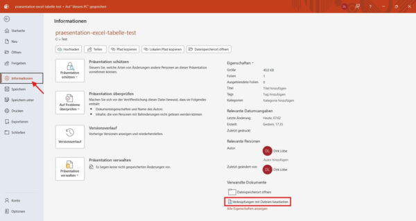 Excel-Verknüpfung in PowerPoint bearbeiten Verknüpfungen mit Dateien in PowerPoint bearbeiten