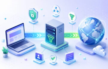 Proxy-Server als Vermittler zwischen Laptop und Internet mit Schutz- und Filterfunktionen