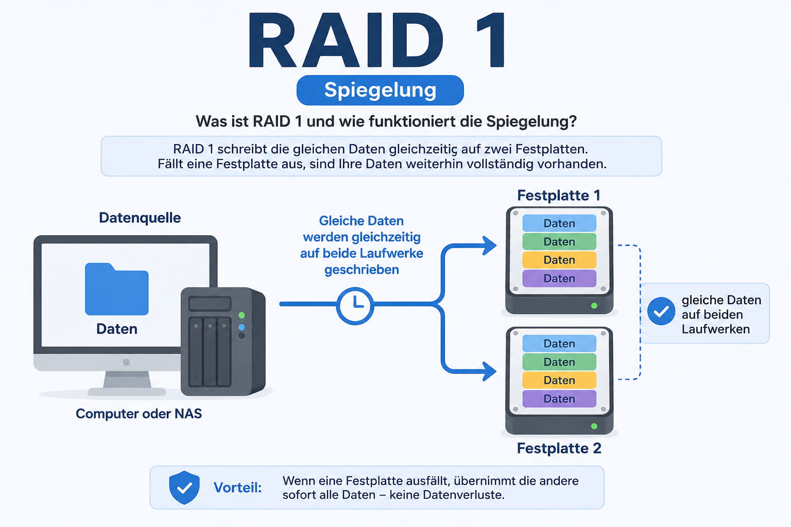 RAID 1 einfach erklärt: Vorteile, Grenzen & Praxis