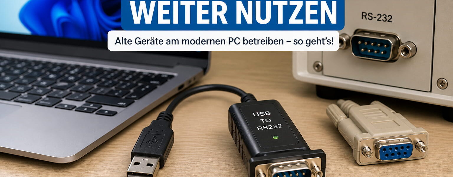 Serielle Schnittstelle mit USB-Adapter zum Verbinden älterer RS-232-Geräte an modernen PCs