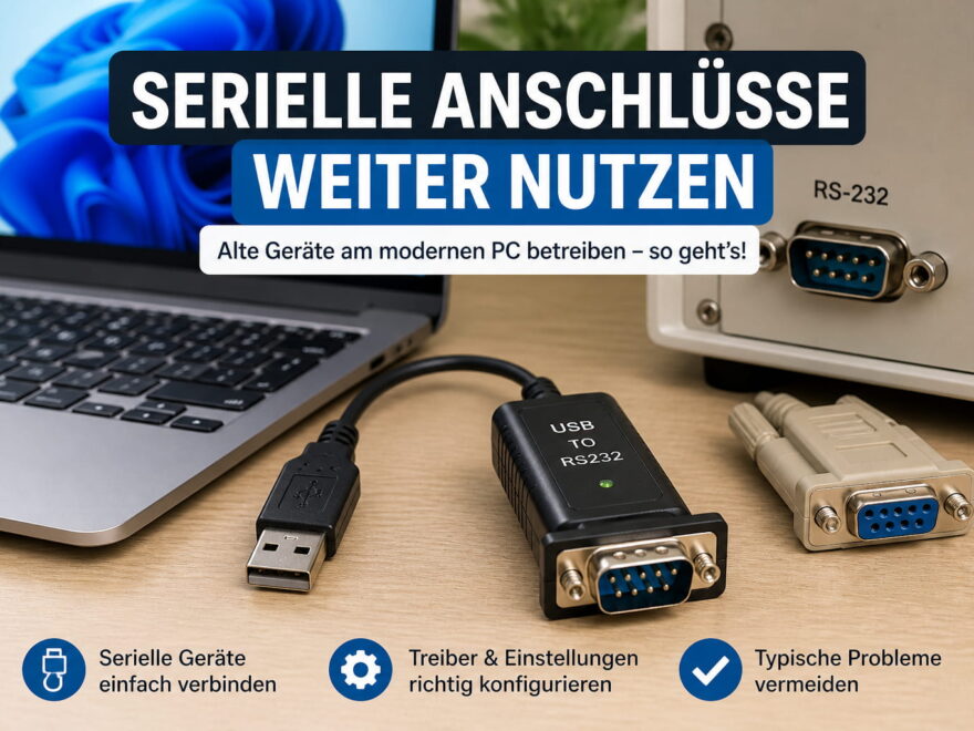 Serielle Schnittstelle mit USB-Adapter zum Verbinden älterer RS-232-Geräte an modernen PCs