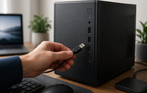 USB-Anschluss funktioniert nicht: USB-Kabel wird an einem Windows-PC geprüft