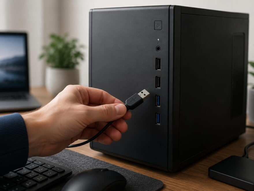 USB-Anschluss funktioniert nicht: USB-Kabel wird an einem Windows-PC geprüft