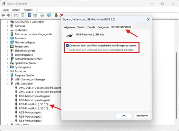 USB-Energieverwaltung im Geräte-Manager prüfen USB-Energieverwaltung im Geräte-Manager prüfen, wenn Windows USB-Geräte abschaltet