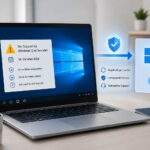 Windows 10 Support abgelaufen – was du jetzt wissen musst Windows 10 Support abgelaufen: Laptop mit Hinweis zum Support-Ende und Wechsel auf Windows 11