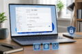 Laptop mit Windows Hello Anmeldeoptionen für PIN, Fingerabdruck und Gesichtserkennung unter Windows 11