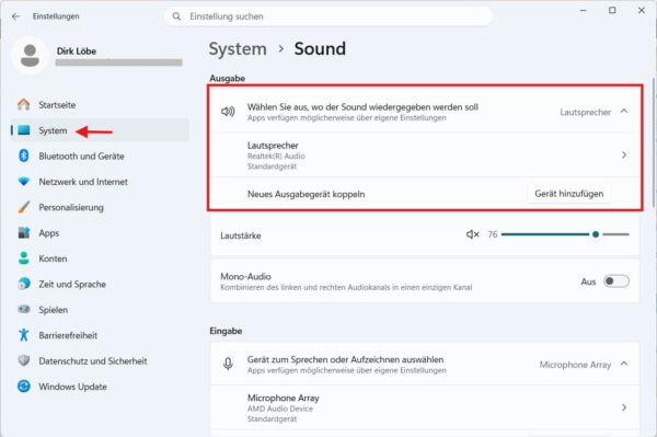 Windows Audio Dienst reagiert nicht: Ausgabegerät in den Soundeinstellungen prüfen
