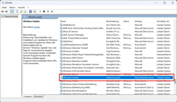 Windows-Update-Dienst beenden, um den Fehler 0x80070057 zu beheben