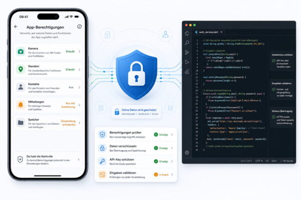 App-Sicherheit und Datenschutz bei KI-gestützter Entwicklung prüfen App-Berechtigungen, Datenschutz und Sicherheitscheck bei der App-Entwicklung mit KI