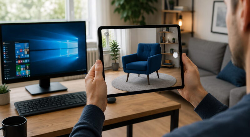 augmented reality beitragsbild Augmented Reality mit virtuellem Sessel auf einem Tablet