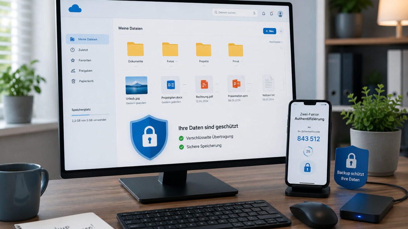 Cloud-Speicher sicher nutzen mit Passwortschutz, Zwei-Faktor-Authentifizierung und Backup