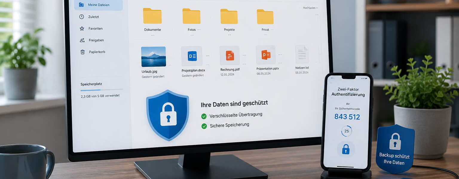 Cloud-Speicher sicher nutzen mit Passwortschutz, Zwei-Faktor-Authentifizierung und Backup