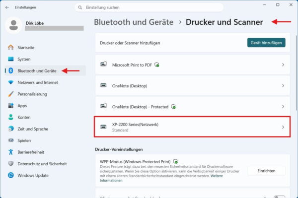 Drucker offline unter Windows 11 und Standarddrucker prüfen