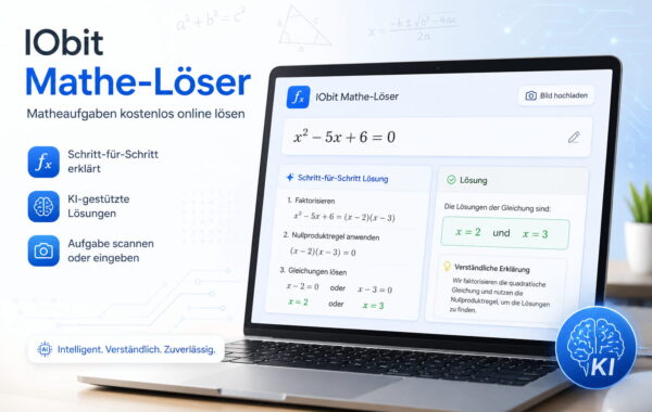IObit Mathe-Löser mit Schritt-für-Schritt-Lösung einer quadratischen Gleichung