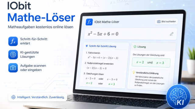 IObit Mathe-Löser mit Schritt-für-Schritt-Lösung einer quadratischen Gleichung