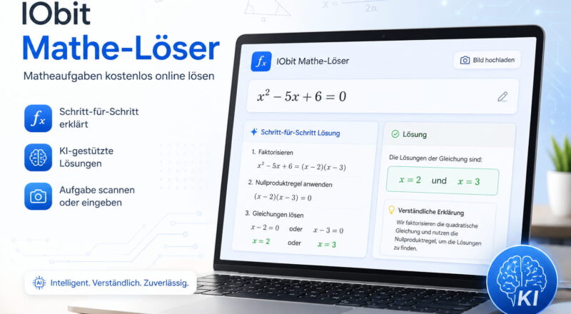 IObit Mathe-Löser mit Schritt-für-Schritt-Lösung einer quadratischen Gleichung