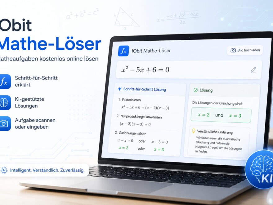 IObit Mathe-Löser mit Schritt-für-Schritt-Lösung einer quadratischen Gleichung