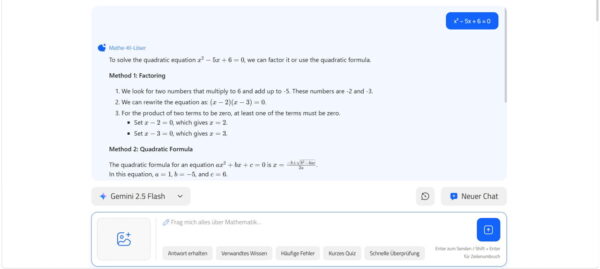 IObit Mathe-Löser zeigt die Lösung einer quadratischen Gleichung