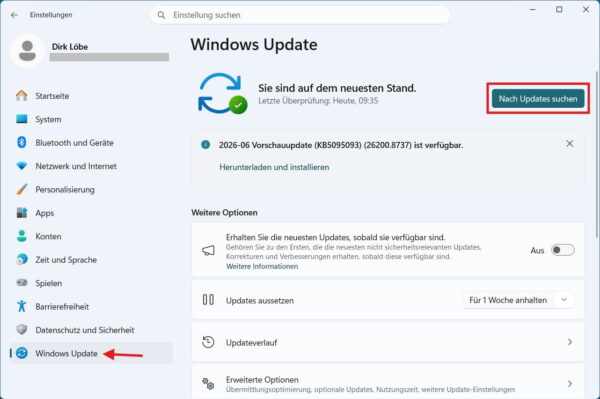 Windows Update nach Known Issue Rollback suchen und verfügbare Aktualisierungen prüfen