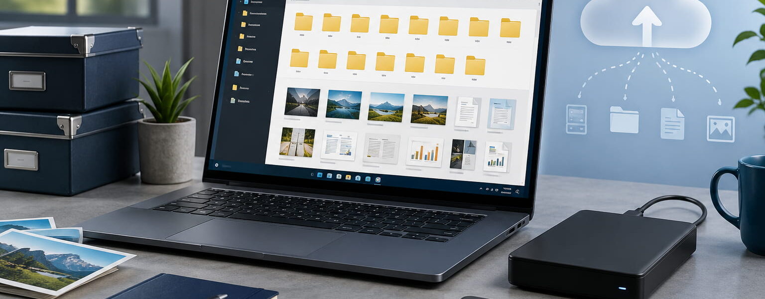 Langzeitarchivierung von Daten mit Laptop, externer Festplatte, SSD und Cloud-Sicherung