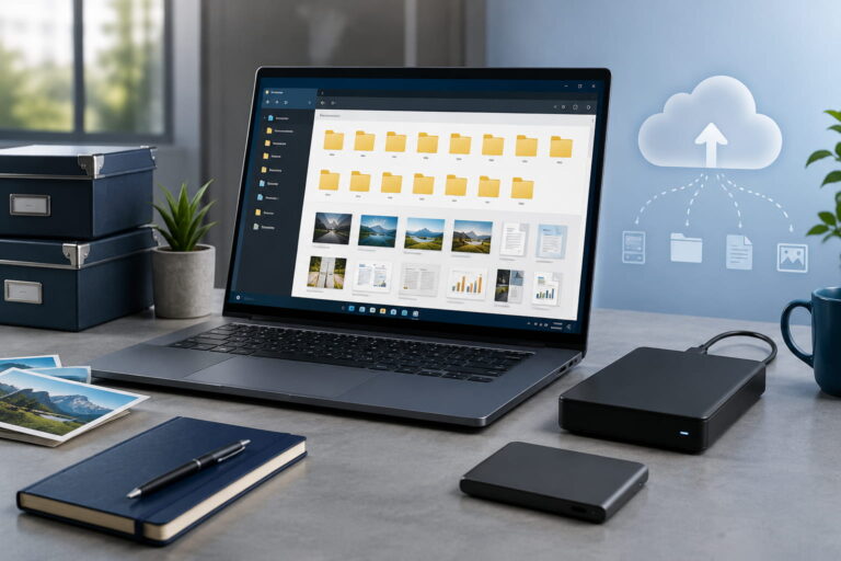 Langzeitarchivierung von Daten mit Laptop, externer Festplatte, SSD und Cloud-Sicherung
