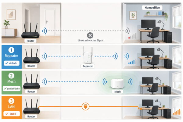 Repeater, Mesh oder LAN für besseres WLAN WLAN zu langsam: Repeater, Mesh und LAN als Lösungen im Vergleich