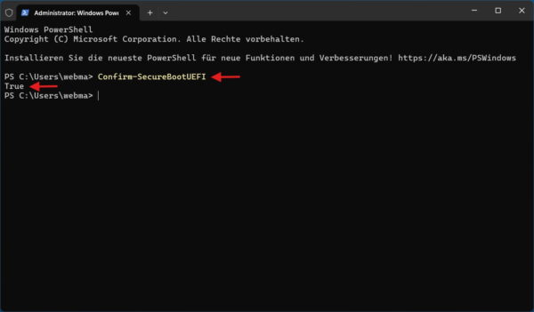 C:\Windows\SecureBoot: Secure Boot per PowerShell prüfen Secure Boot mit Confirm-SecureBootUEFI in PowerShell prüfen