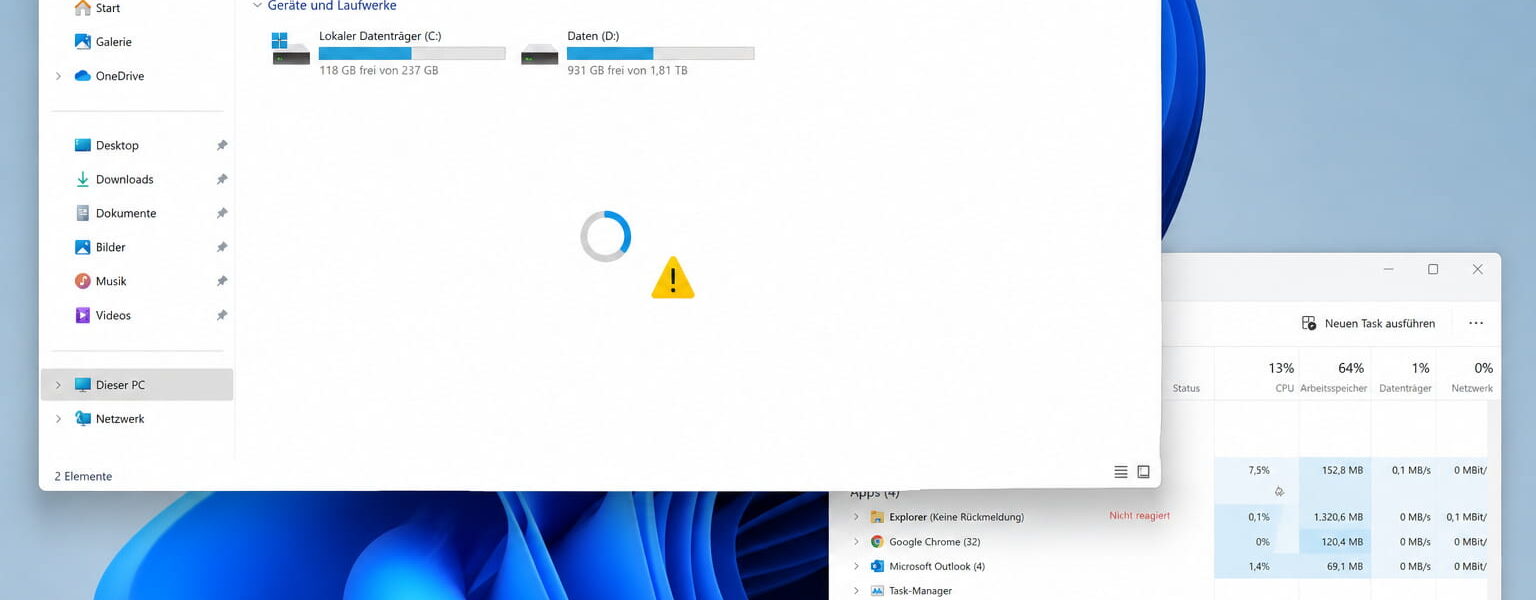 Windows 11 Explorer langsam: Datei-Explorer reagiert nicht und lässt sich über den Task-Manager prüfen