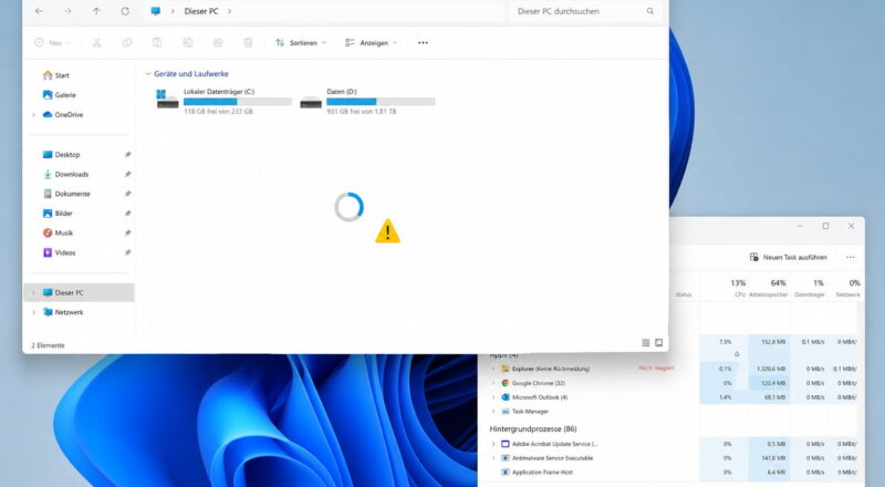 windows 11 explorer langsam Windows 11 Explorer langsam: Datei-Explorer reagiert nicht und lässt sich über den Task-Manager prüfen